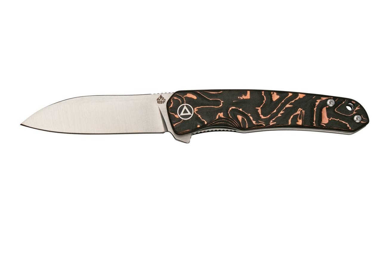 QSP Knife Otter QS140-B1 Satin, Copper Foil Carbonfiber zakmes
