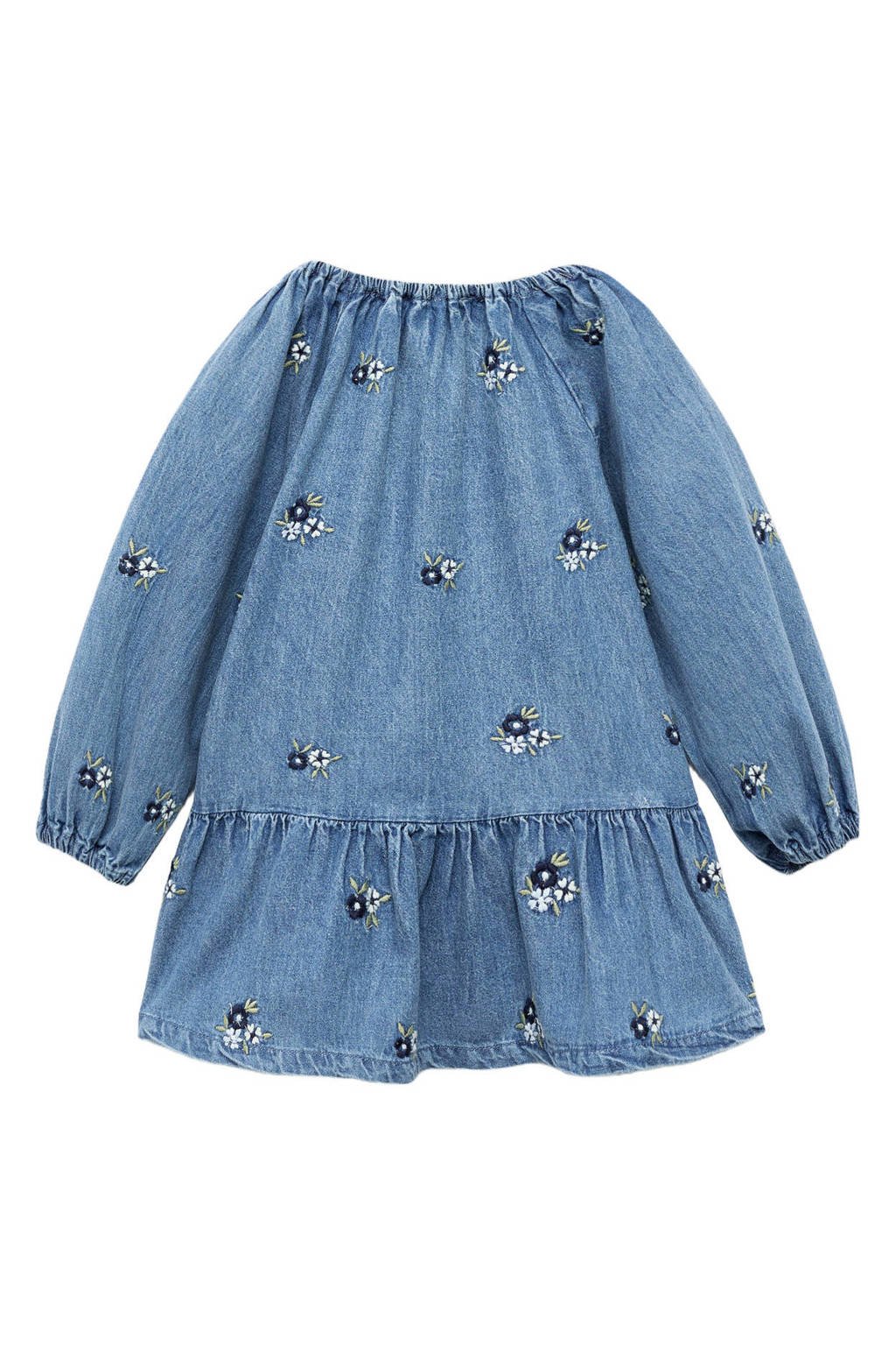 Mango Kids denim A-lijn jurk blauw