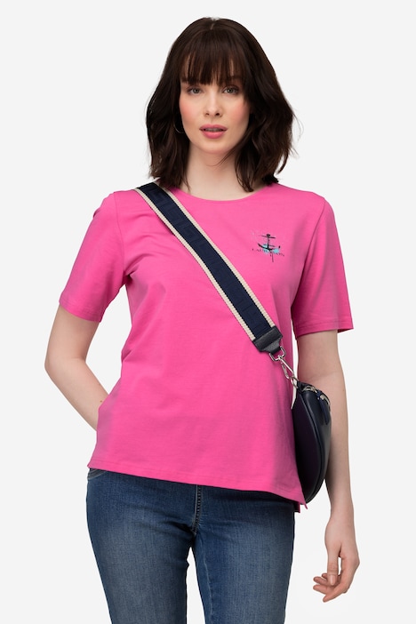 T-Shirt, U-Boot-Ausschnitt mit seitlichen Einsätzen, Halbarm
