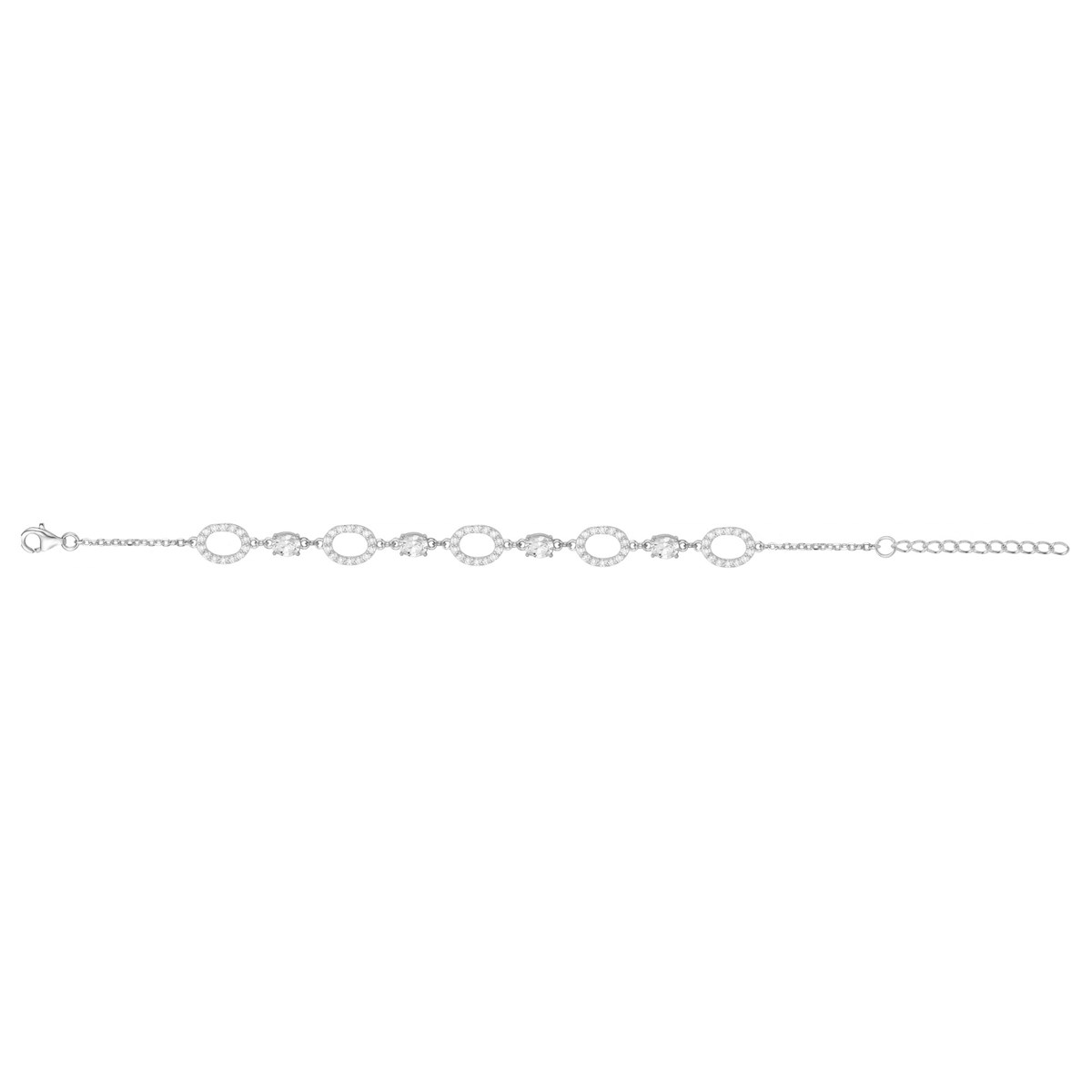 Bracelet souple multi-motifs en Argent avec oxyde de zirconium blanc