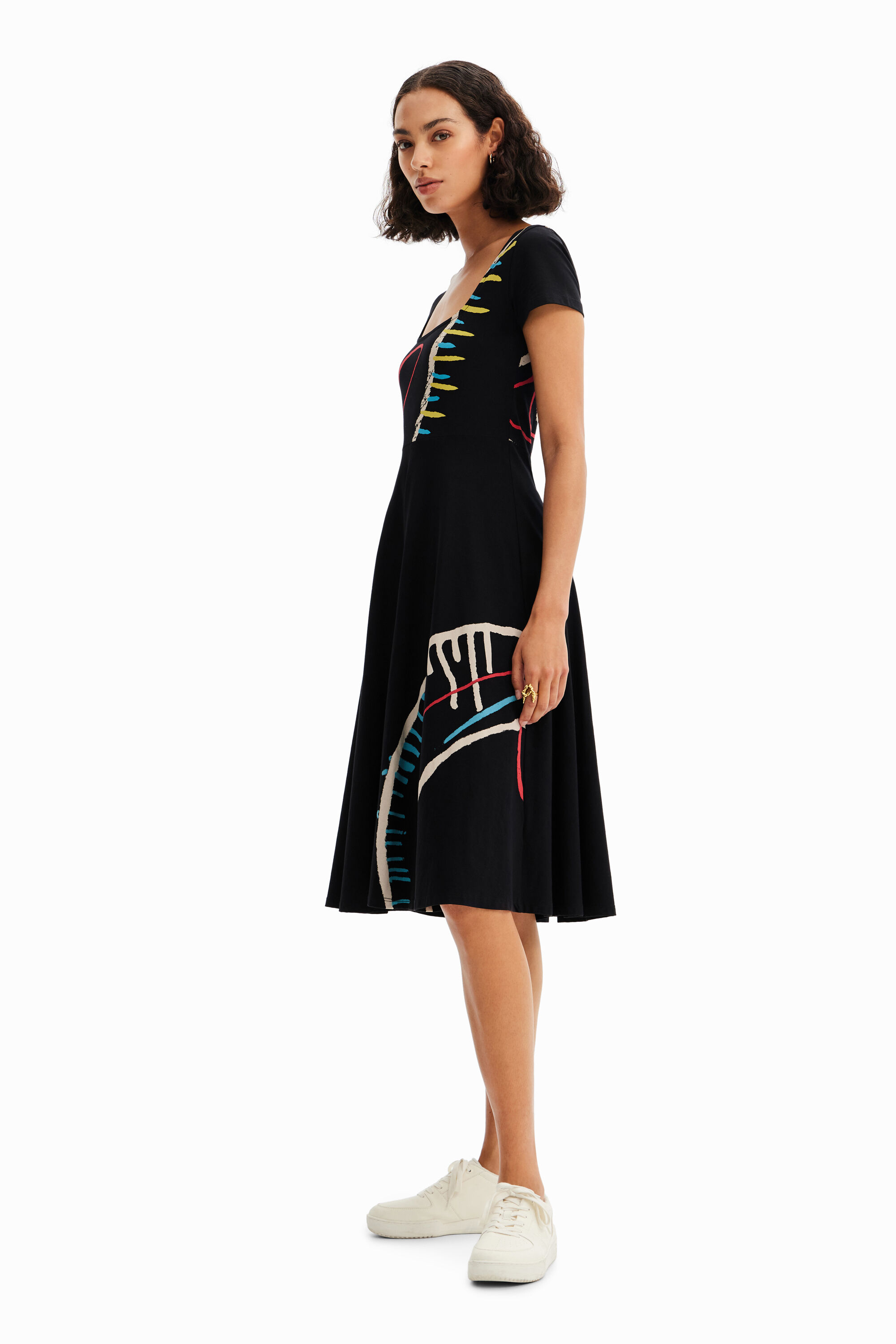 Robe évasée maille arty