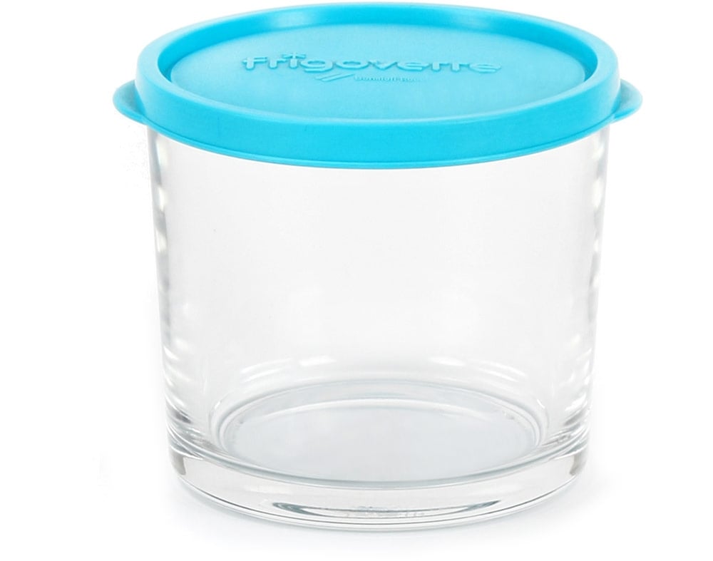 CAIXA HERMÉTICA FRIGOVERRE VIDRO COM TAMPA AZUL 10CM