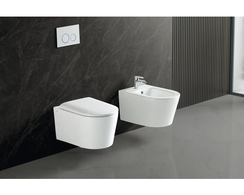 Jungborn wandclosetset ONE 53, randloos, glanzend wit, met toiletzitting met Turbo-Flush-technologie