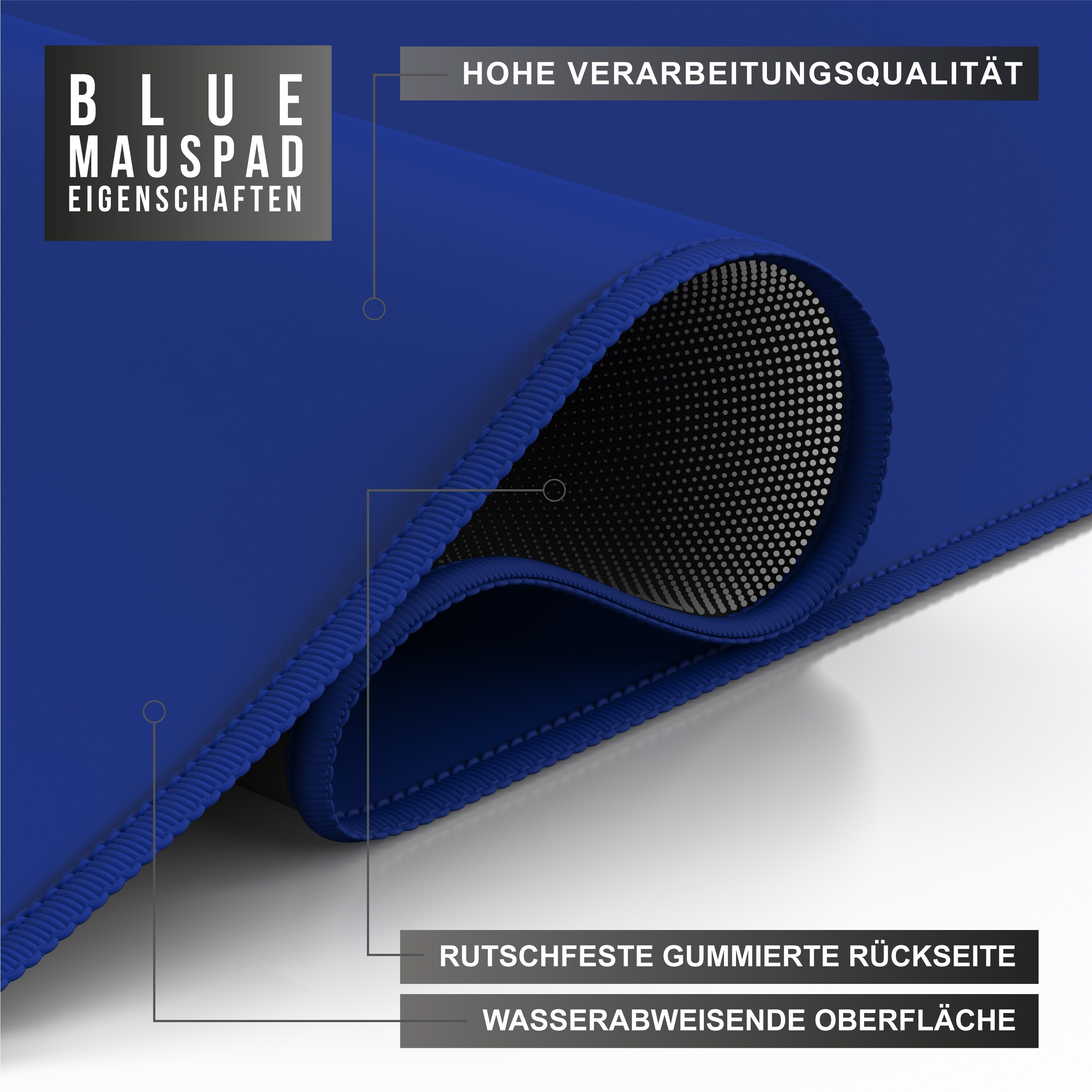 CSL Gaming Mauspad, XXL, 900 x 400 x 3 mm, Schreibtischunterlage, extralarge, waschbar, blau