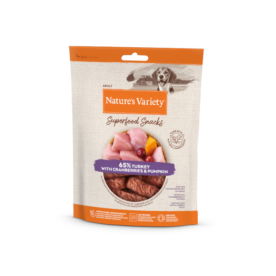 Nature's Variety Turkey Bars, um superalimento para cães.