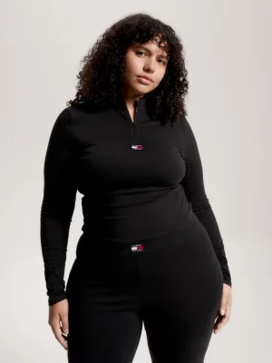 Blusa Curve com Zíper, Gola Alta e Mangas Compridas