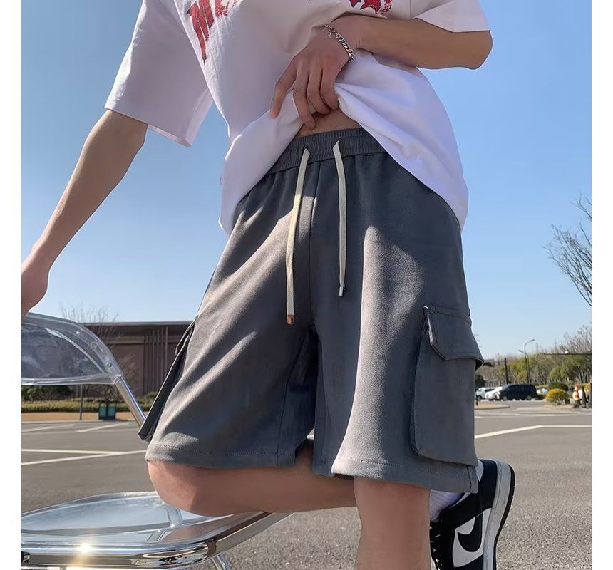 DuckleBeam - Effen cargoshorts met trekkoord in de taille