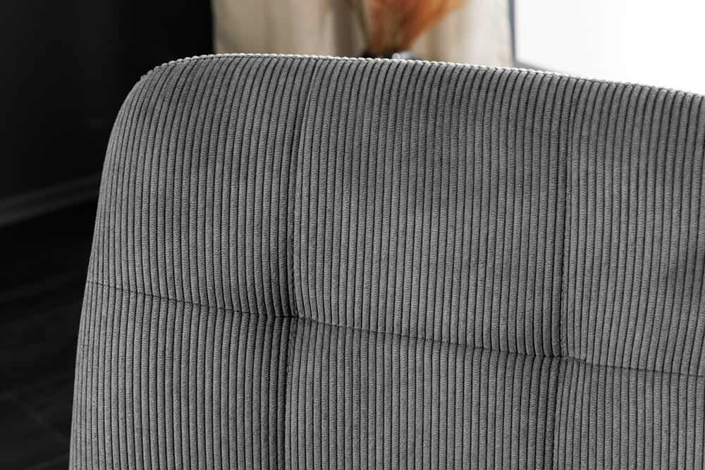 Moderner Design Stuhl TRES CHIC grau Cord schwarze Metallbeine Esszimmer