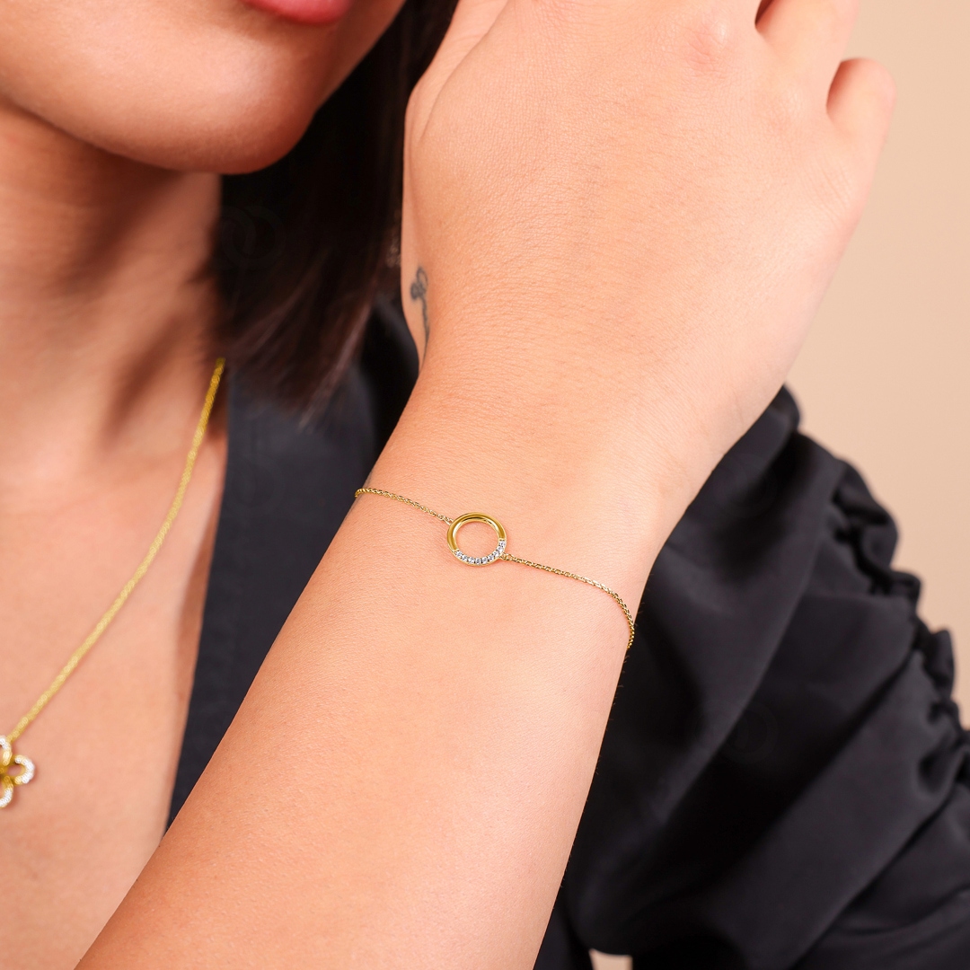 Armband 750/18 K Gelbgold mit Zirkonia