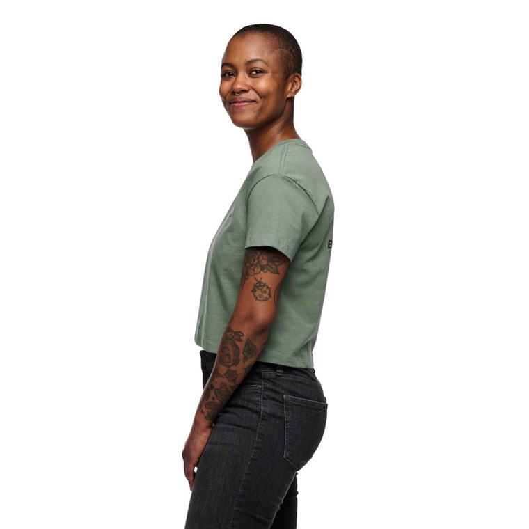 Black Diamond W Faded Crop Ss Tee Laurel Green