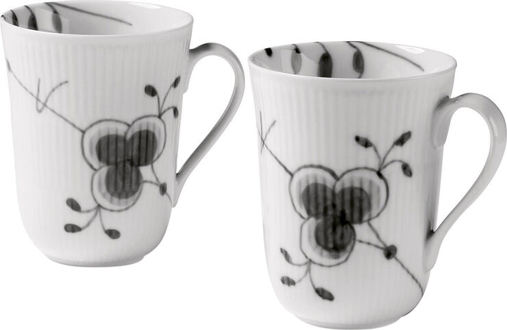 Royal Copenhagen Black Fluted Mega Cups 36cl 2PK Sort