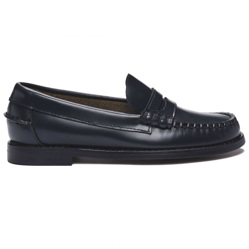 CLASSIC DAN Blue Navy-Mocassin pour enfant en cuir
