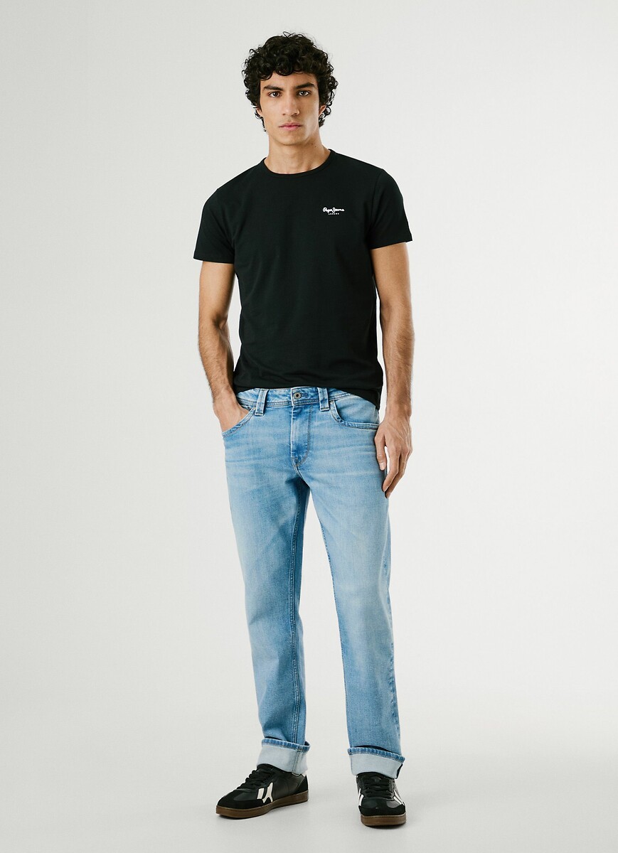 PEPE JEANS<br>Camiseta básica original com gola redonda e elastano