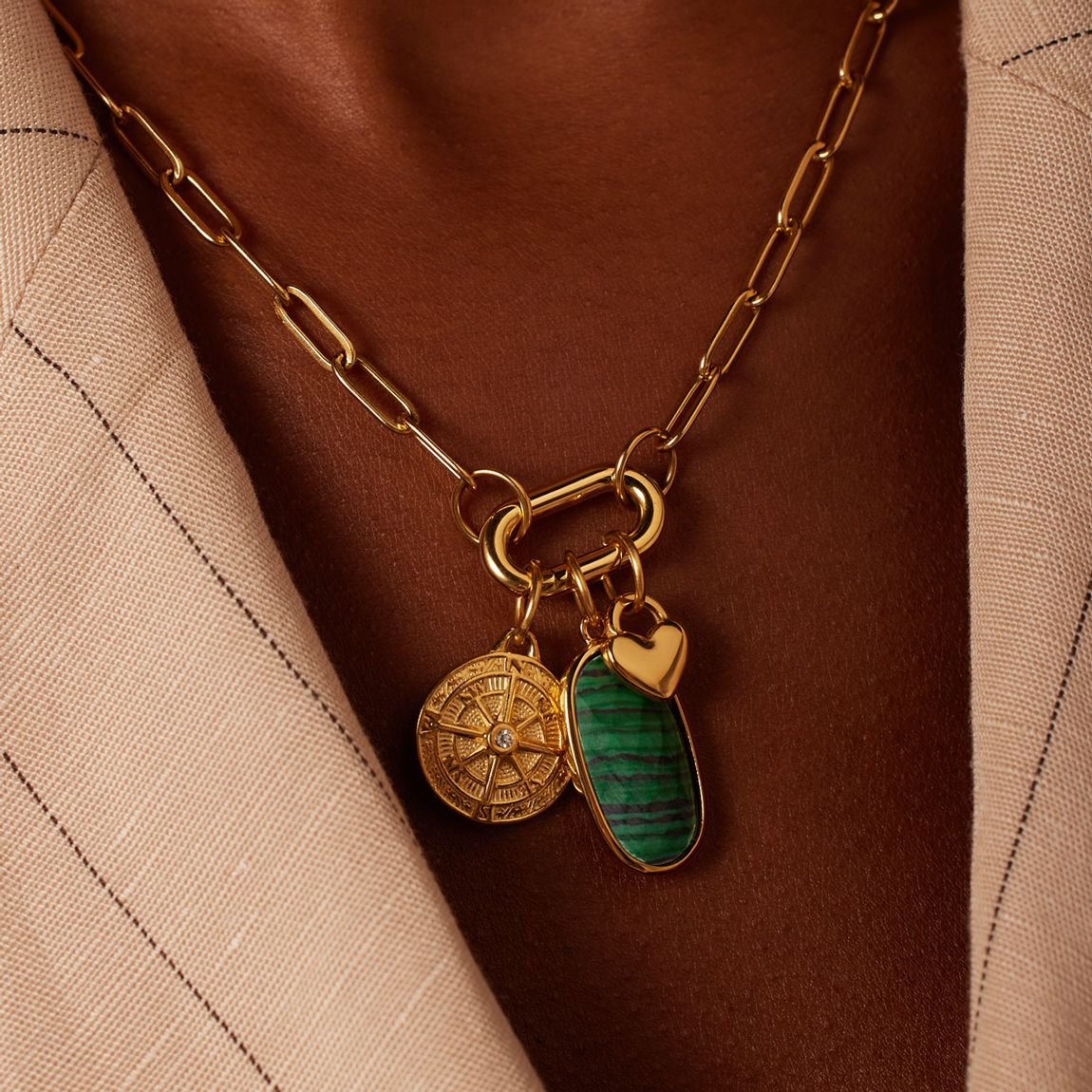 Stalen goldplated bedel kompas