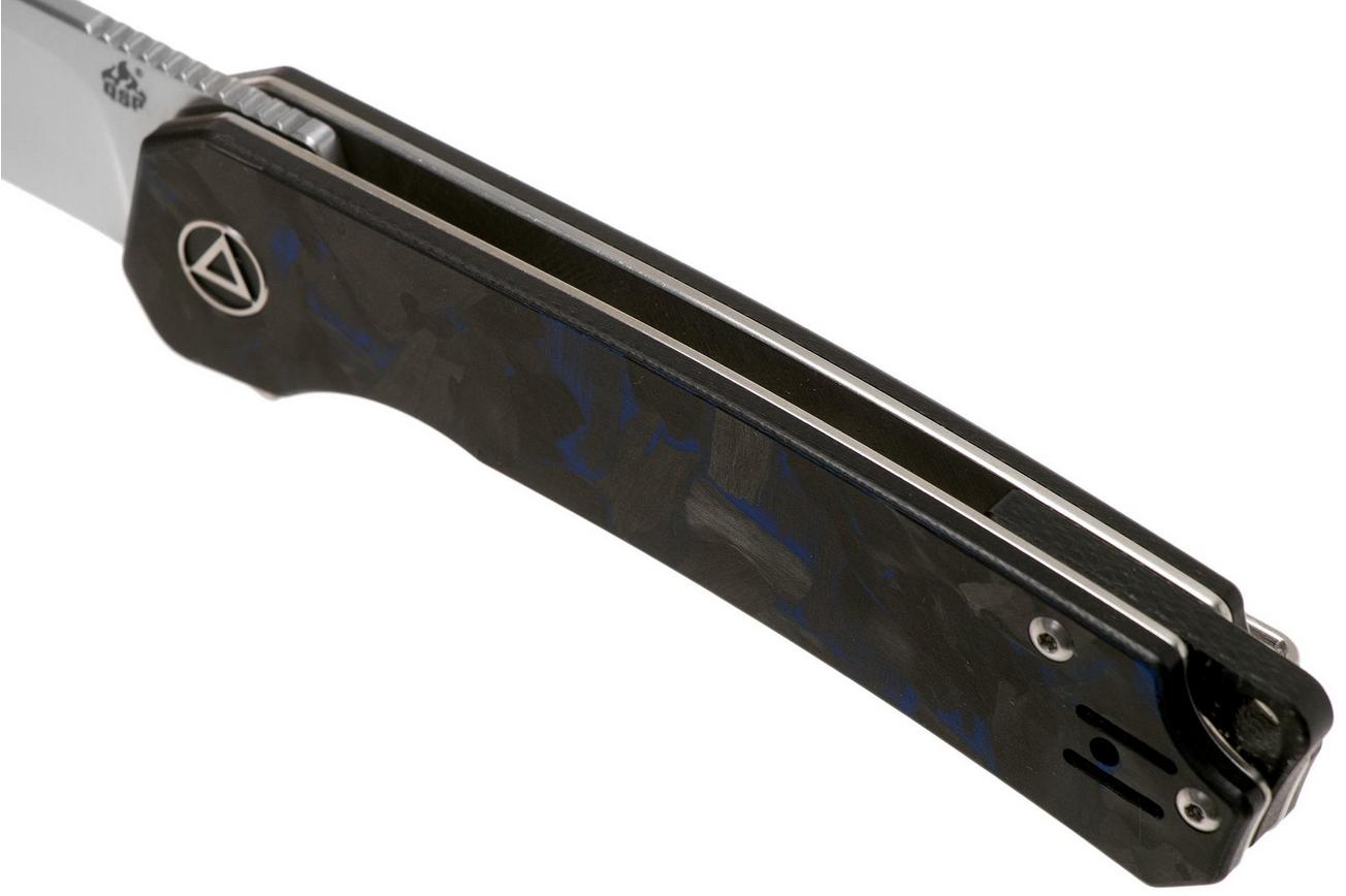 QSP Knife Osprey QS139-G1 Blue Shredded Carbonfiber, Satin, zakmes