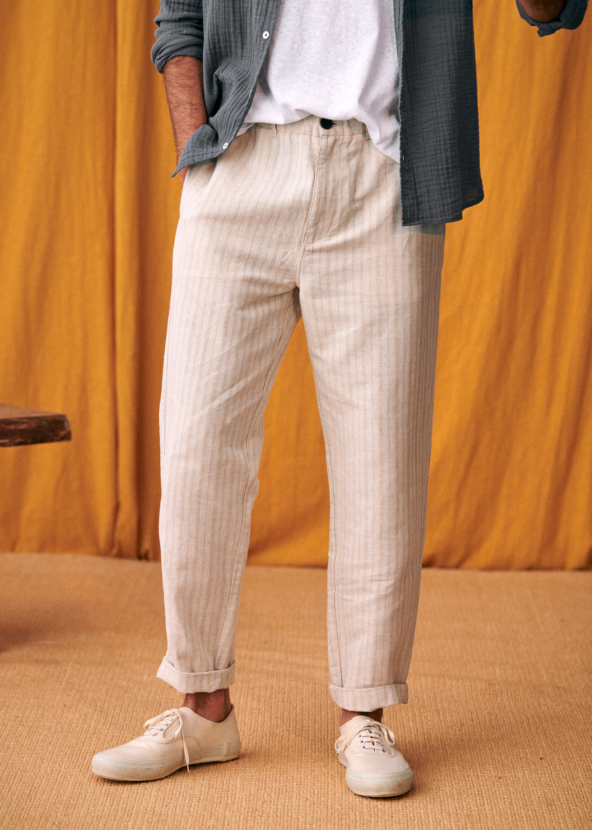 Pantalon Shane - Beige rayé - E-SHOP/BAS Pantalons 5905608