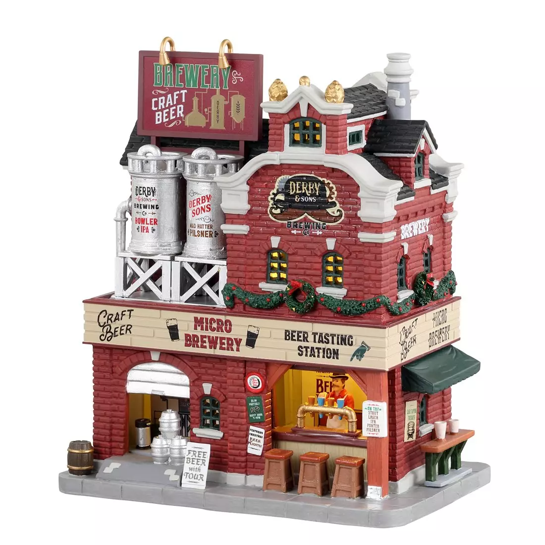 Village de Noël Lemax lumineux Brasserie Derby & sons