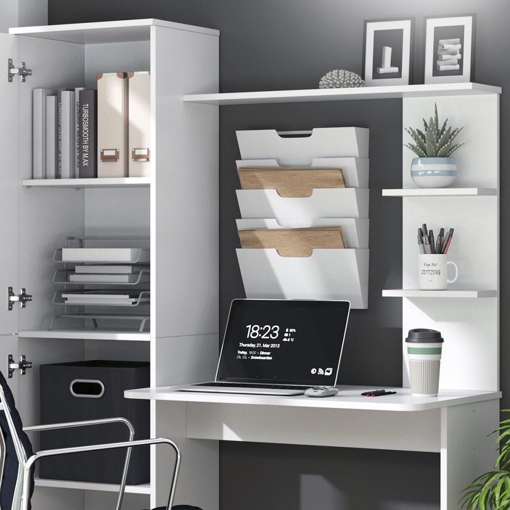 Vicco Schreibtisch Tessa, Arbeitstisch für das Büro, Weiß, 122.9 x 52 cm