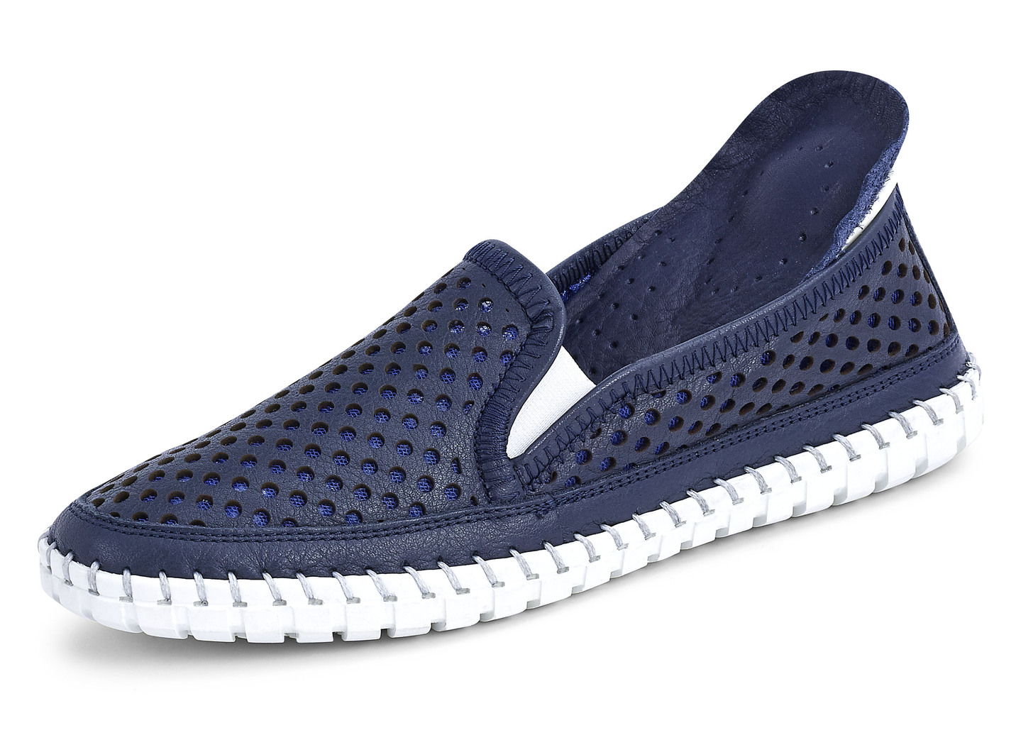 Gemini Slipper mit sommerlich perforiertem Rind-Nappaleder