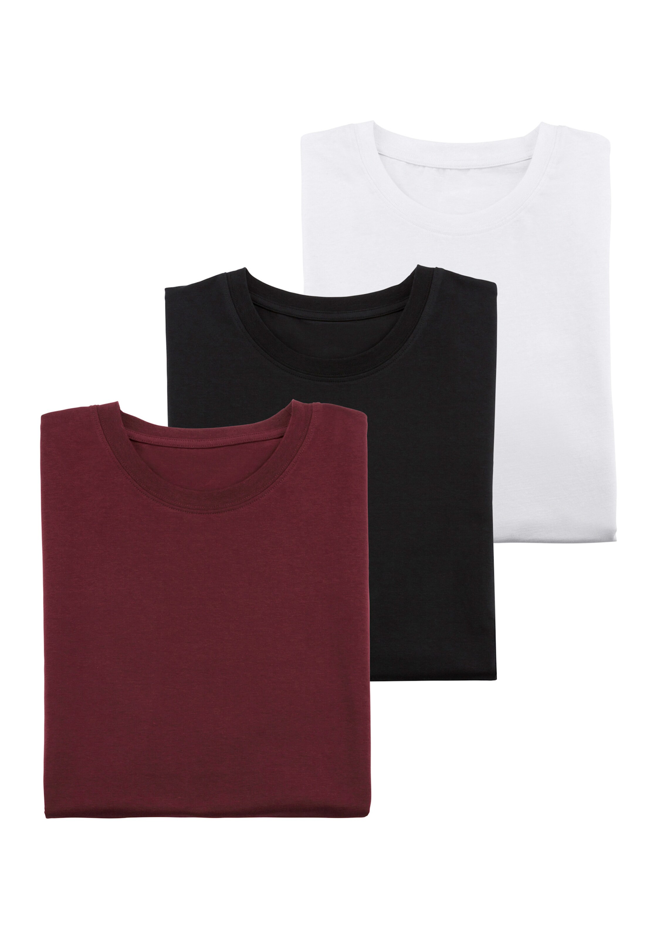H.I.S Kurzarmshirt in bordeaux, schwarz, weiß