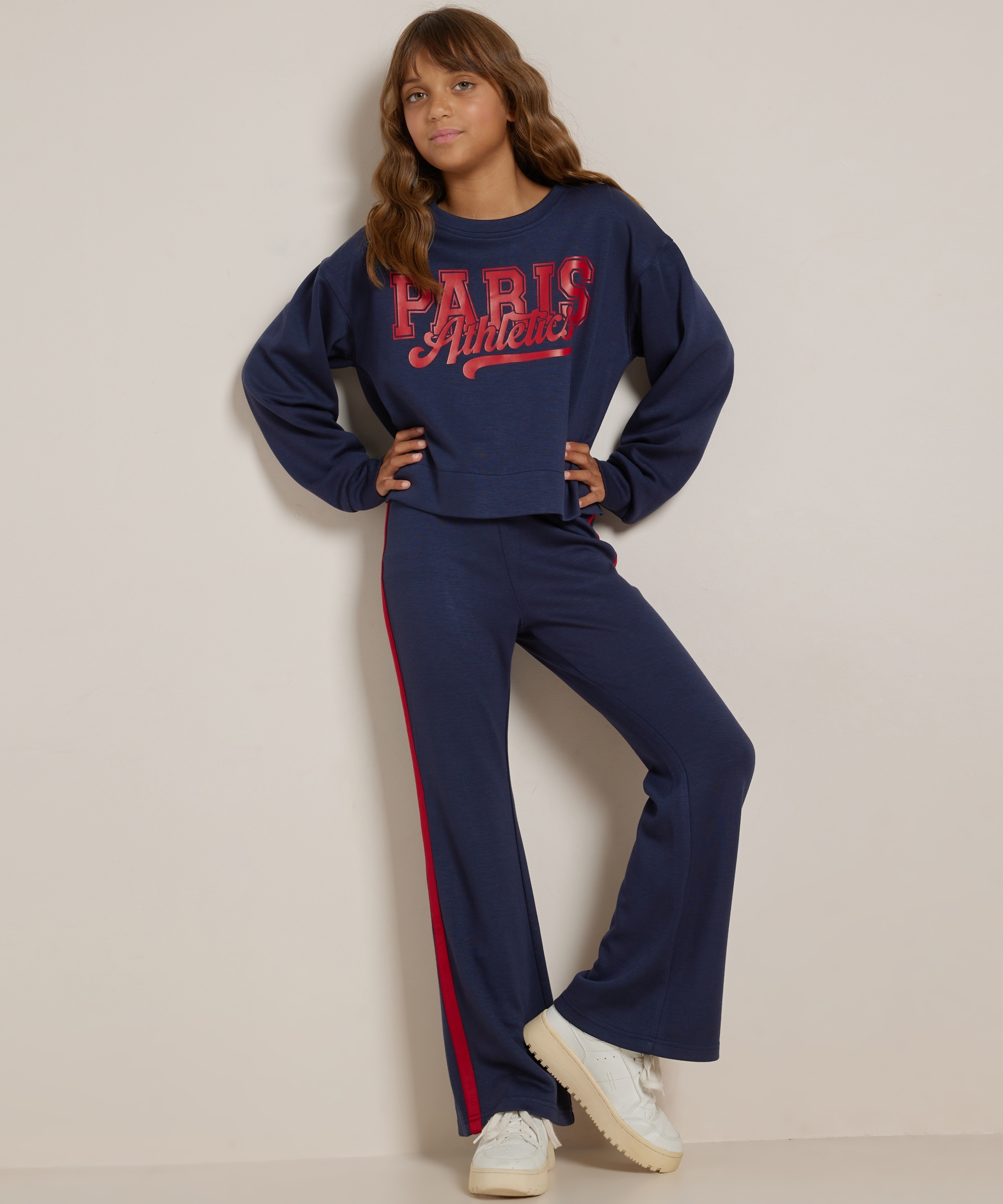 flared fit broek met streep
