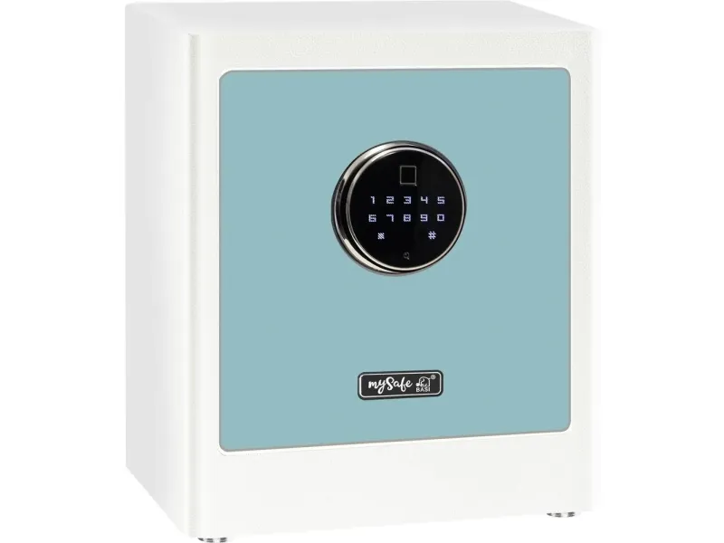 BASI mySafe Premium 350, Fritstående pengeskab, Blå, Hvid, Kode, Elektronisk, Fingeraftrykslæser, 1 hylder, Batteri, AA