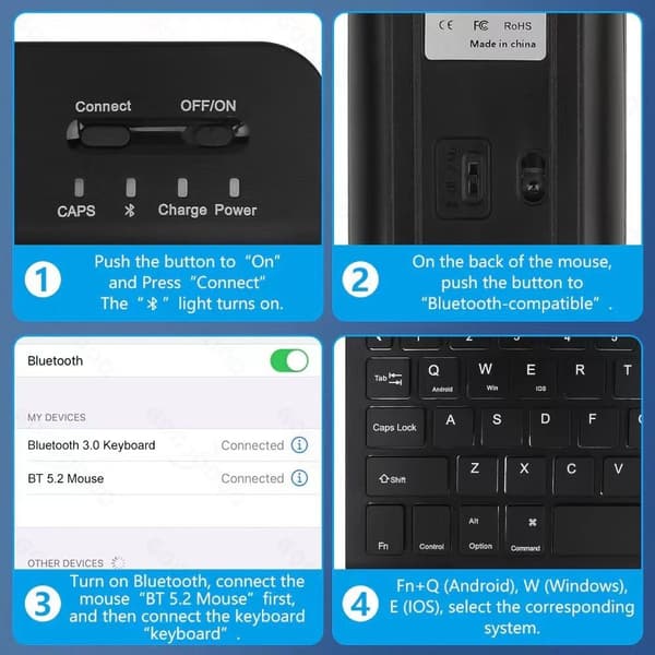 INF Lær-iPad-etui med RGB Bluetooth-tastatur og -mus iPad 10.9/11 inches