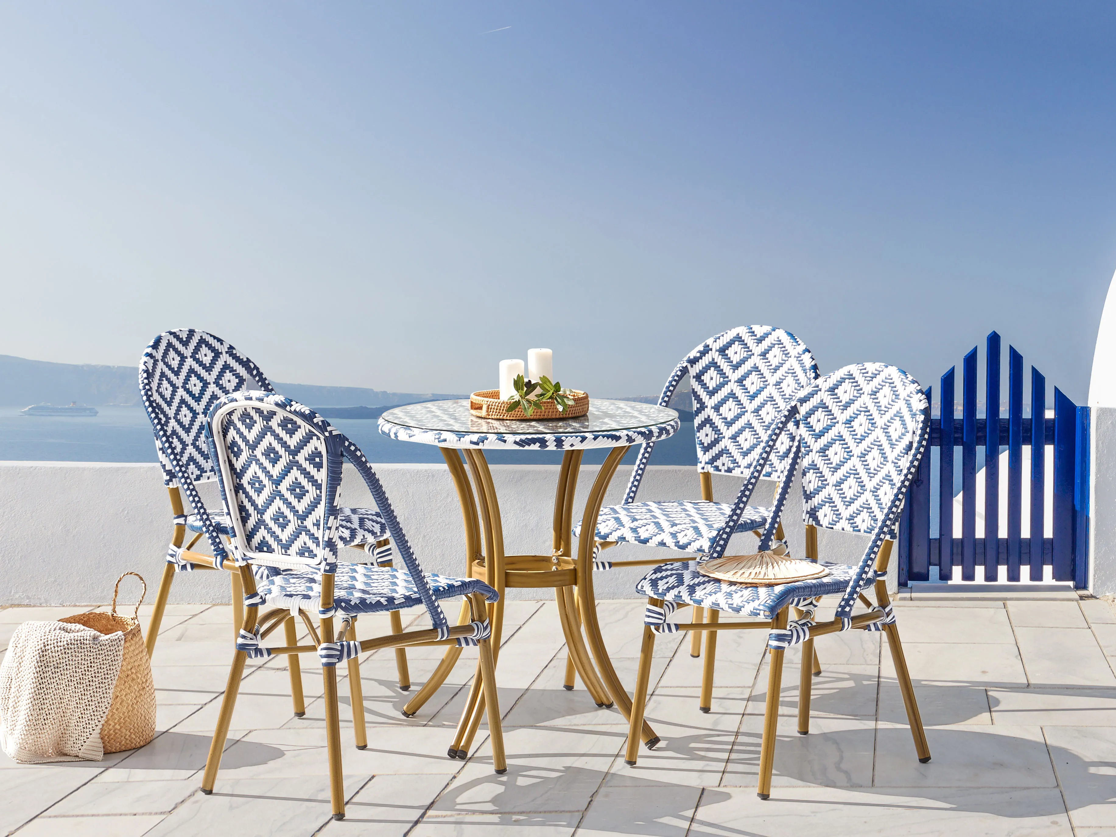 Tuinset 4-zits RIFREDDO PE rotan Blauw
