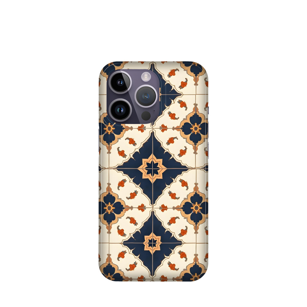 iPhone 14 Pro Kunststoff Hülle Majolika-Karawanentraum - Beige
