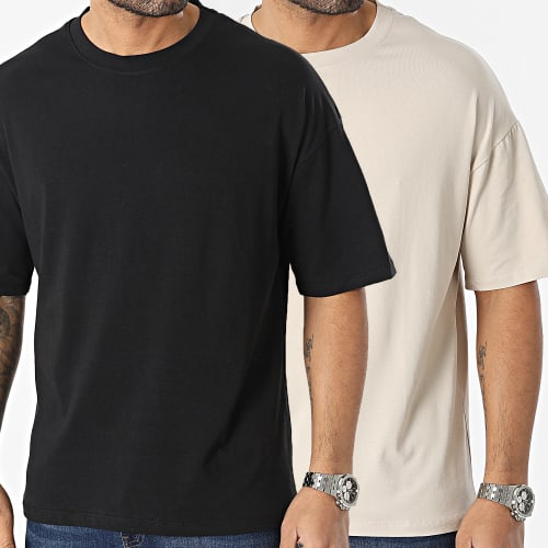 Lot De 2 Tee Shirts Oversize Large 1070521 Noir Beige