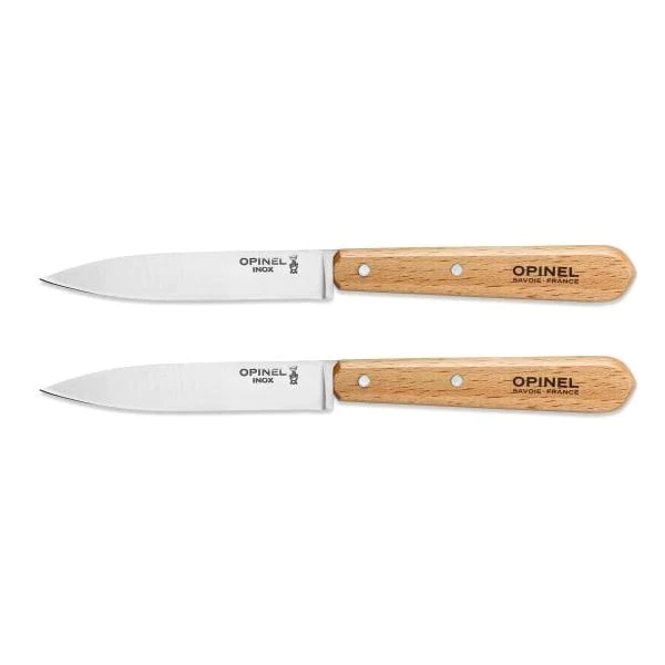 Lot 2 Couteaux office N°112 lame lisse inox 10 cm naturel Opinel