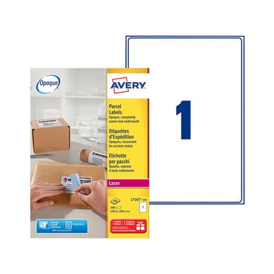 Avery - 100 Étiquettes adresse blanches - 99,6 x 289,1 mm - Impression laser - réf L7167-100