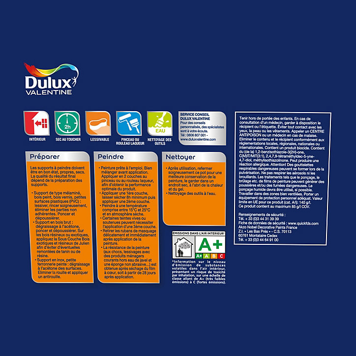 Peinture de rénovation pour mobilier Simple & Deco Meubles Dulux Valentine satin blanc 2L