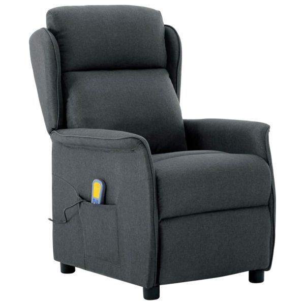 vidaXL Cadeira de Massagem Cinza Escuro Tecido - 2489982679