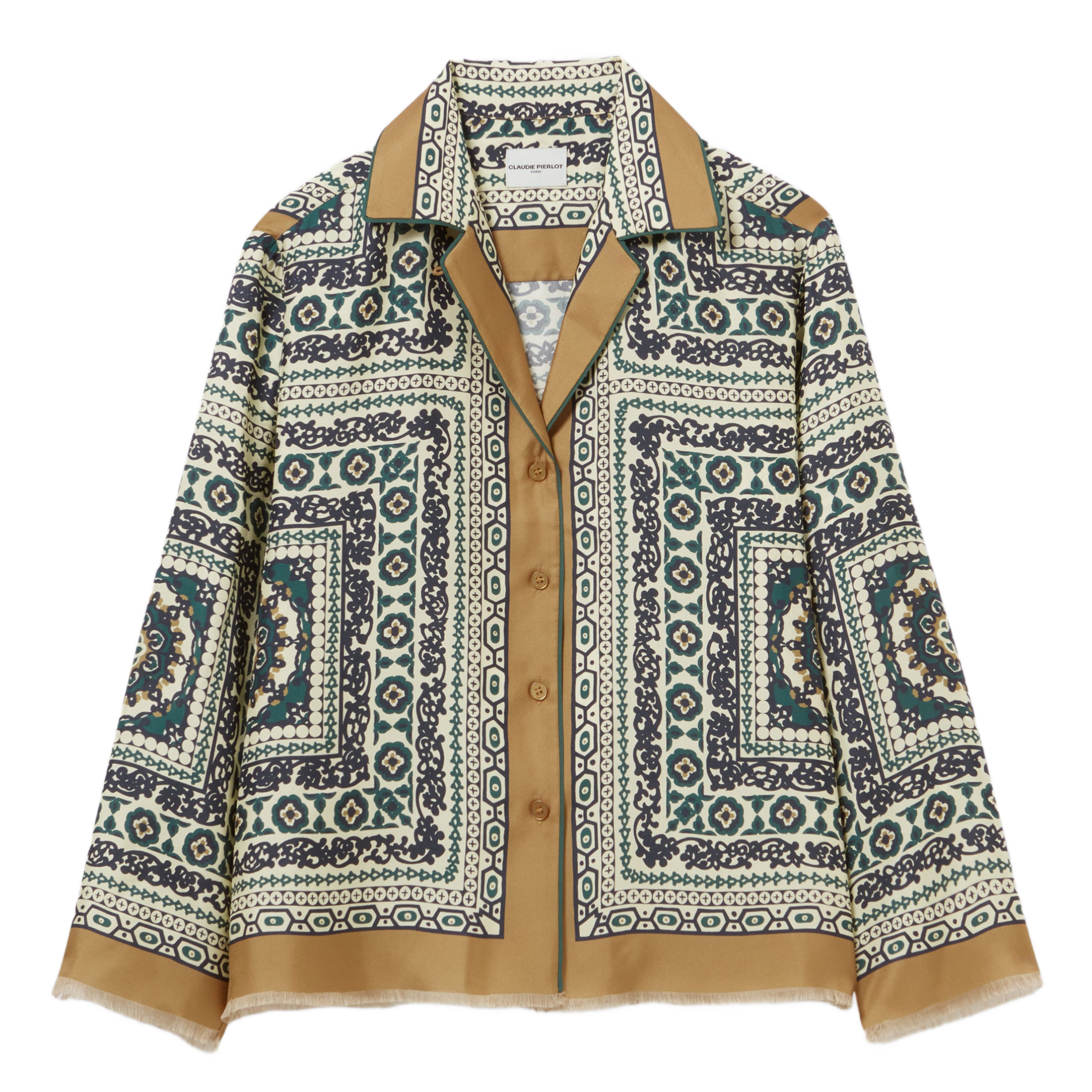 Chemise oversize imprimée en soie | Multicolore