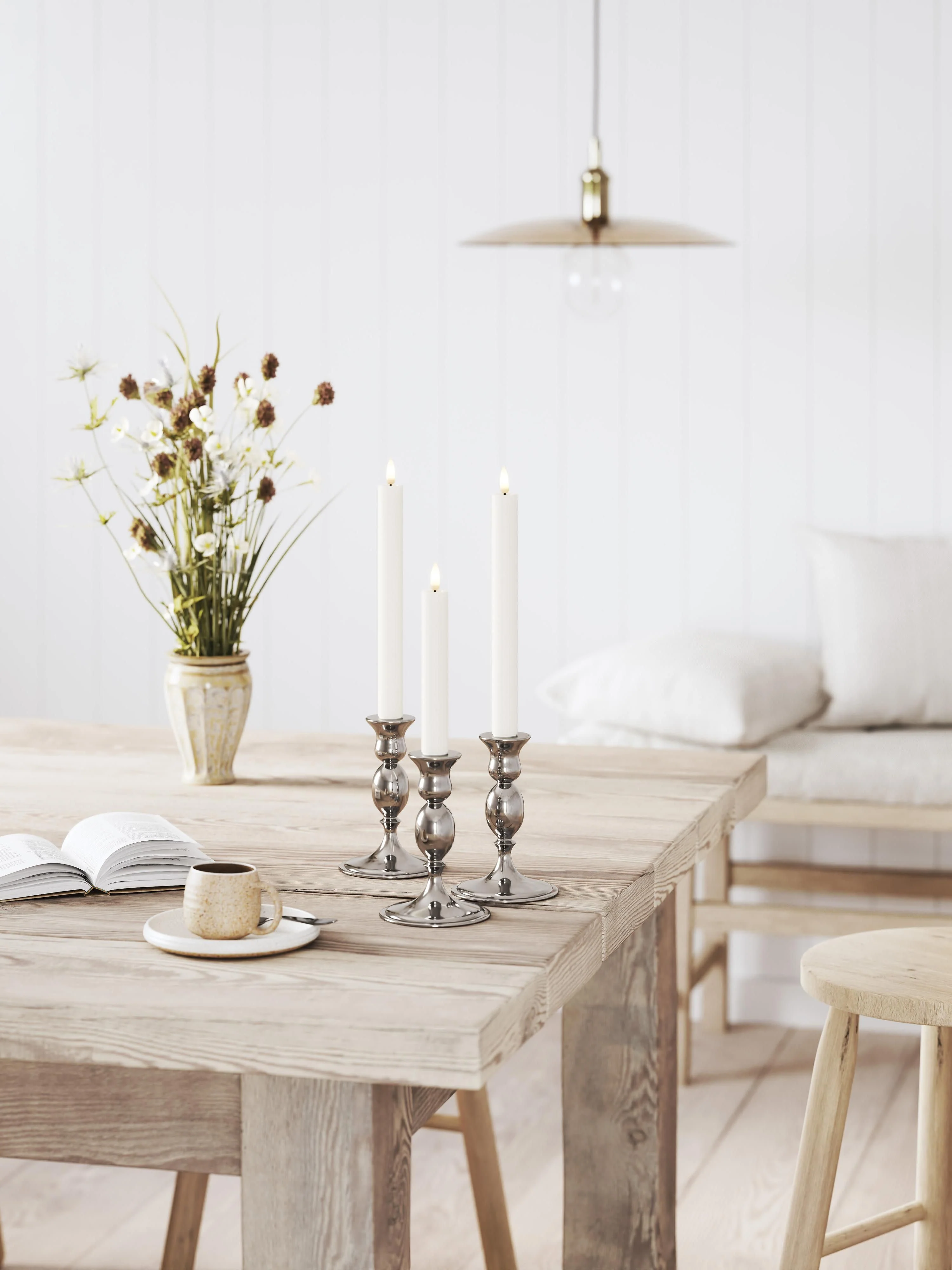 Handgemaakte LED steekkaarsen Real Flame, H 15 cm, 2 stuks
