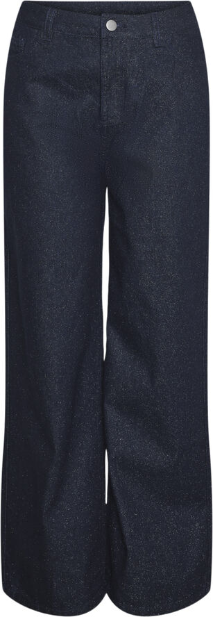 Pieces PCREVIN HW WIDE FOIL JEANS Dark blue denim