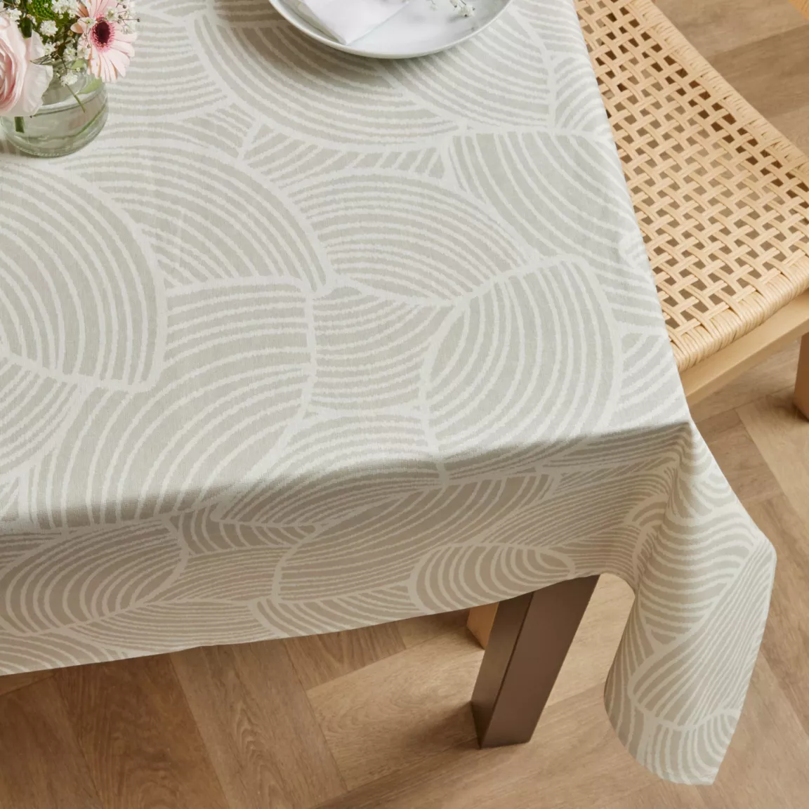 Nappe rectangulaire coton enduit (150 x 350 cm) Sarah Beige