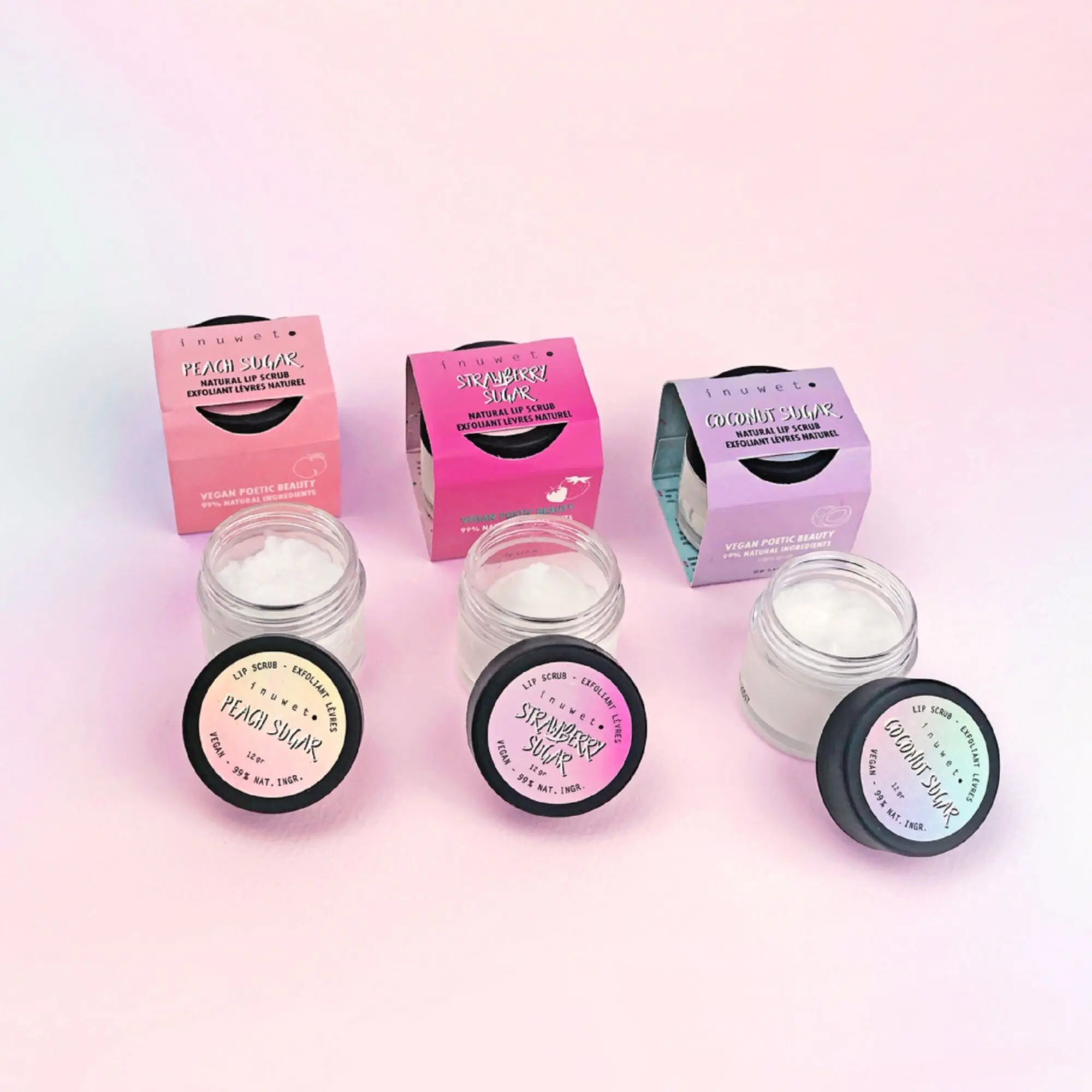 Inuwet - Exfoliant Lèvres - Peach Sugar Gommage Naturel pour les Lèvres à la Pêche- Gommage et peeling