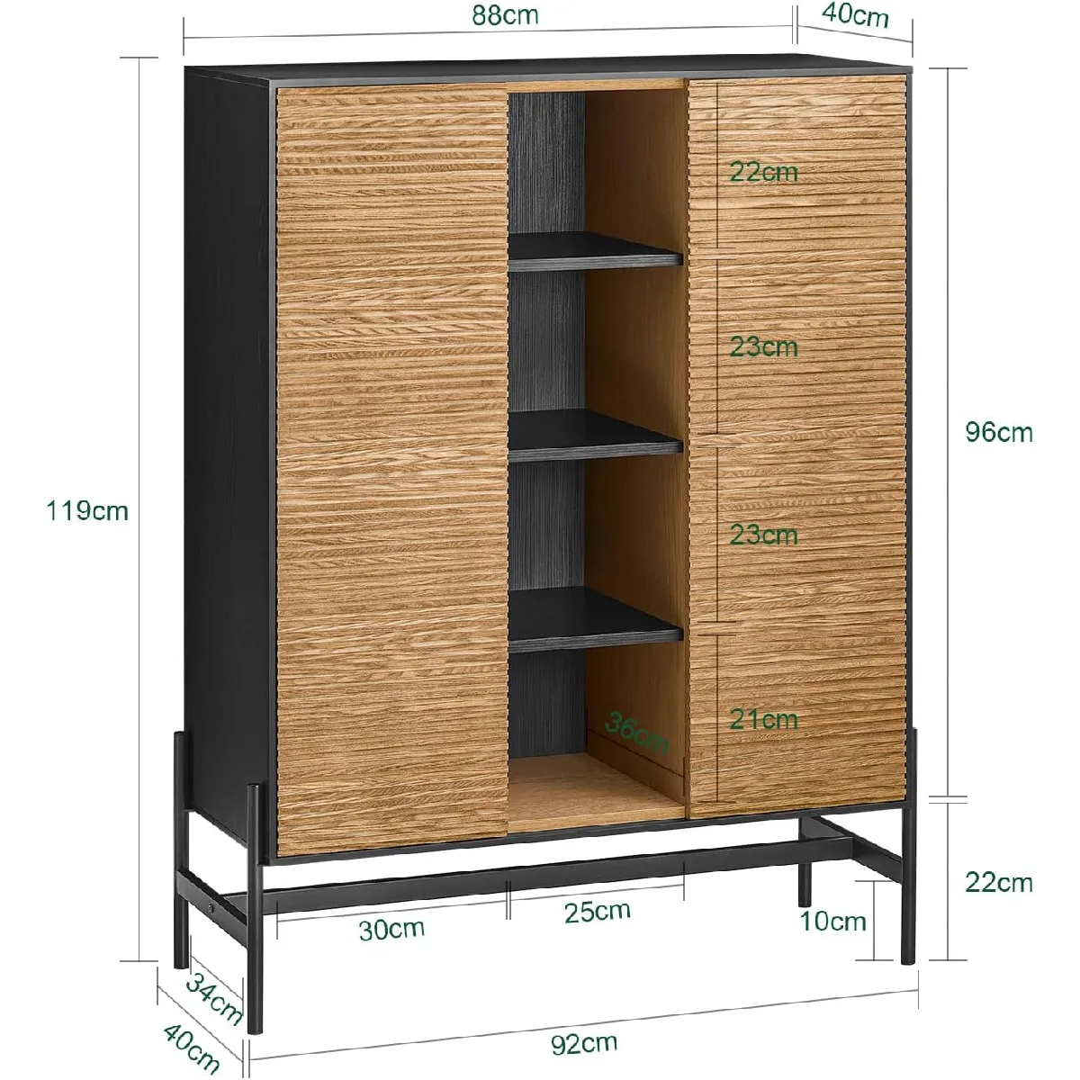 SoBuy Buffet de cuisine - 2 portes, 4 compartiments