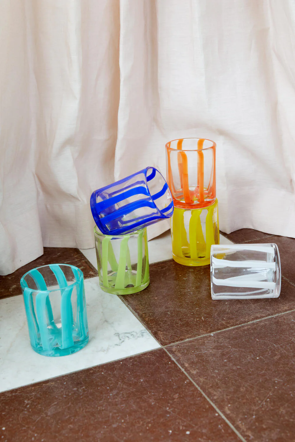 Bahne Interior  Tumbler glas med striber - gul