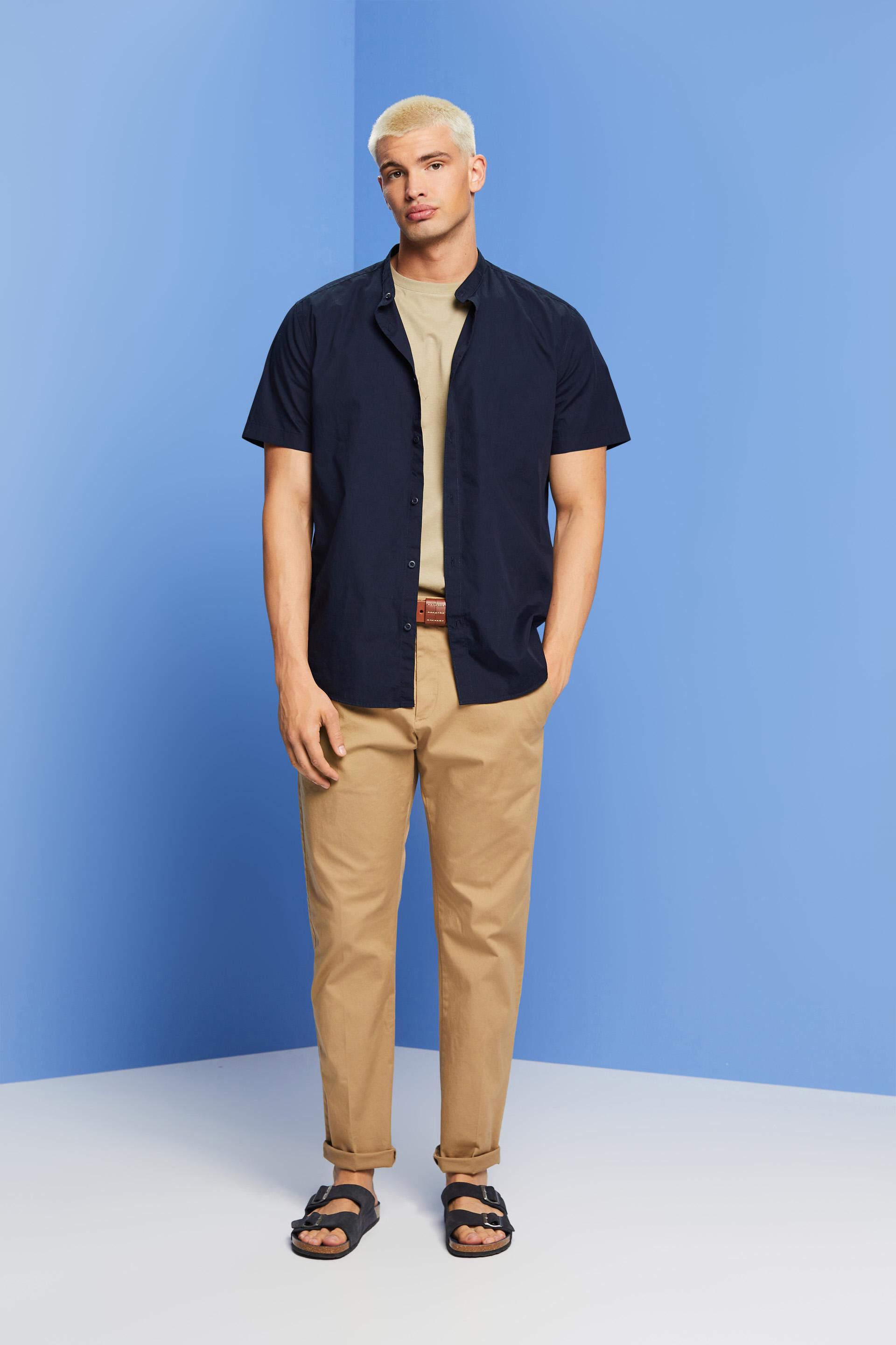 Chemise en coton à col montant