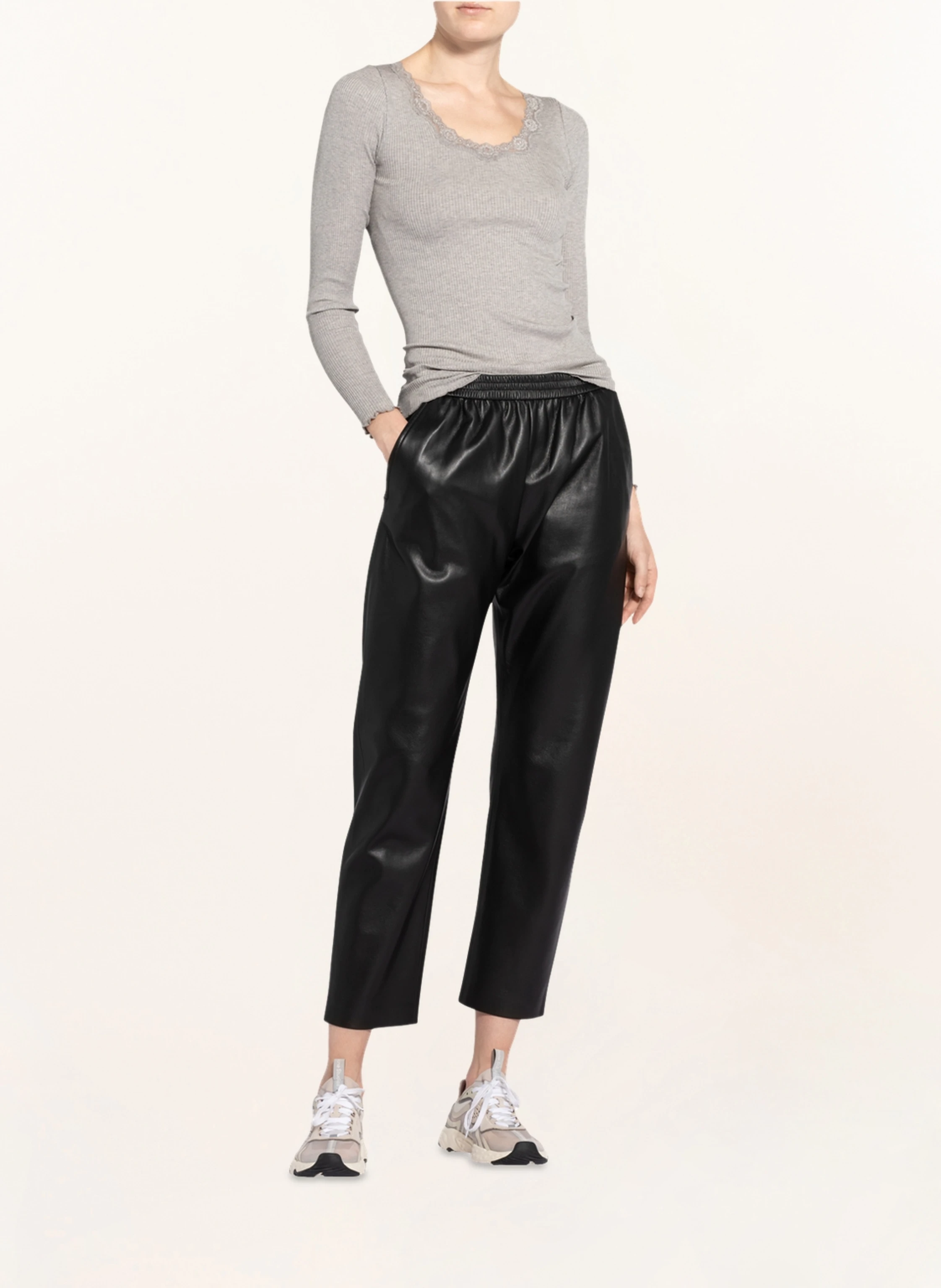 rosemunde Longsleeve BABETTE aus Seide mit Spitzenbesatz