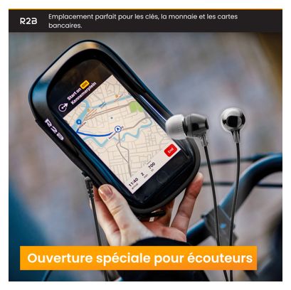 Support et Protection Smartphone Etanche Pour vélo R2B Rotation à 360 Degrés Noir