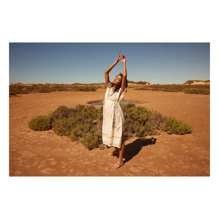 Alma Deia Robe Kaftan Brodée | Blanc cassé