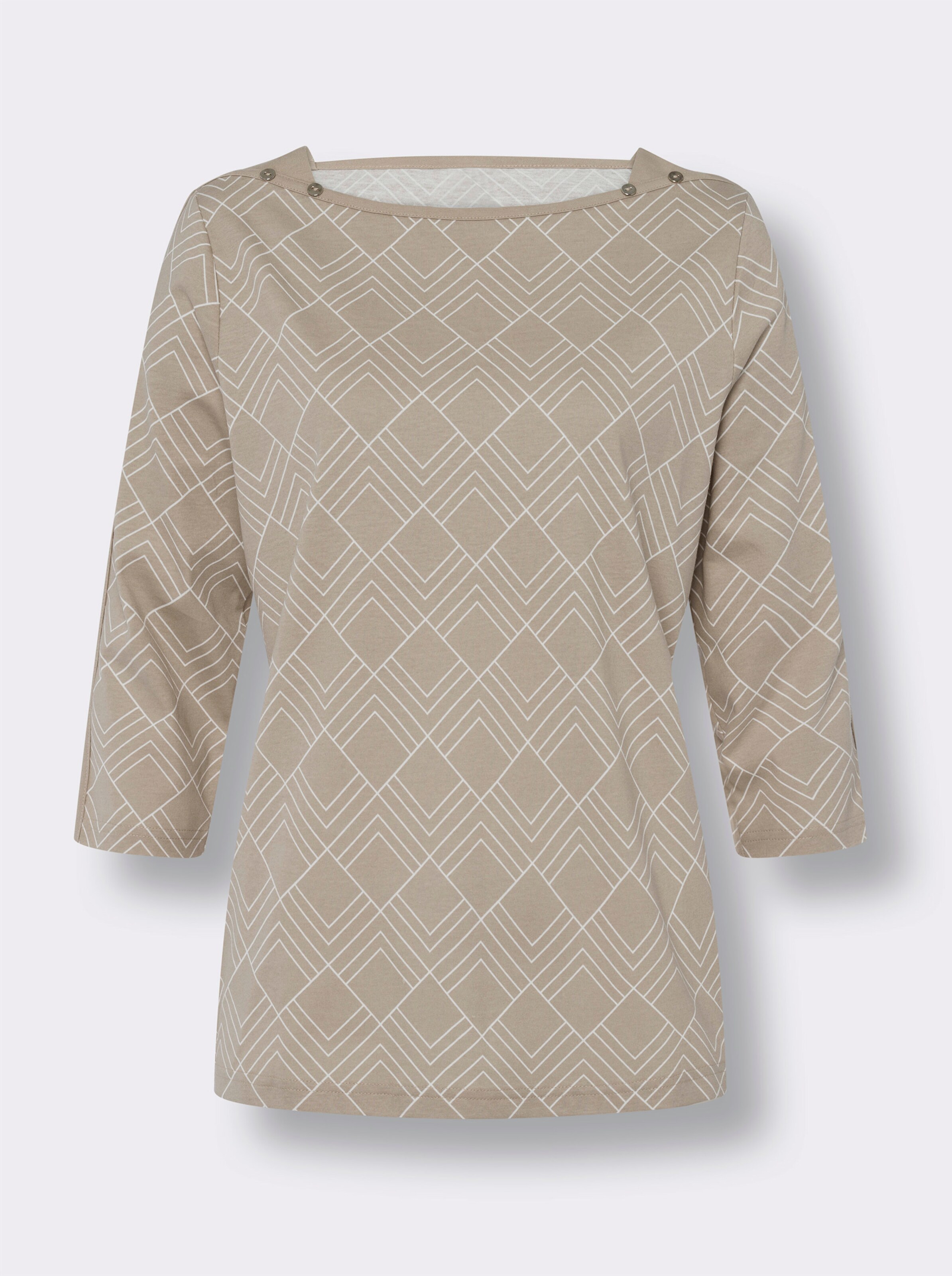 34-Arm-Shirt mit U-Boot-Ausschnitt
