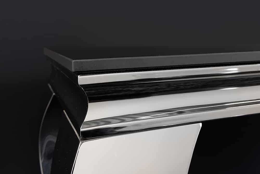 Design Konsolentisch MODERN BAROCK 140cm schwarz anthrazit chrom Keramik Marmor
