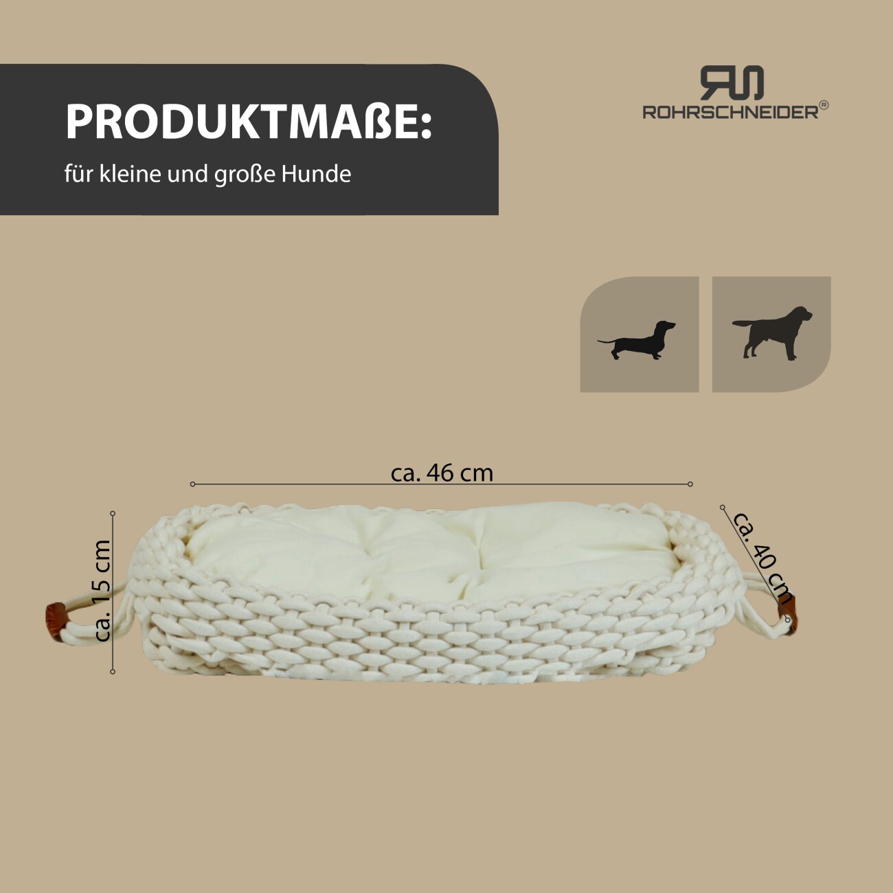Rohrschneider ® Flauschiges Tierbett inkl. Gratis-Beigabe, Körbchen in Flechtoptik S