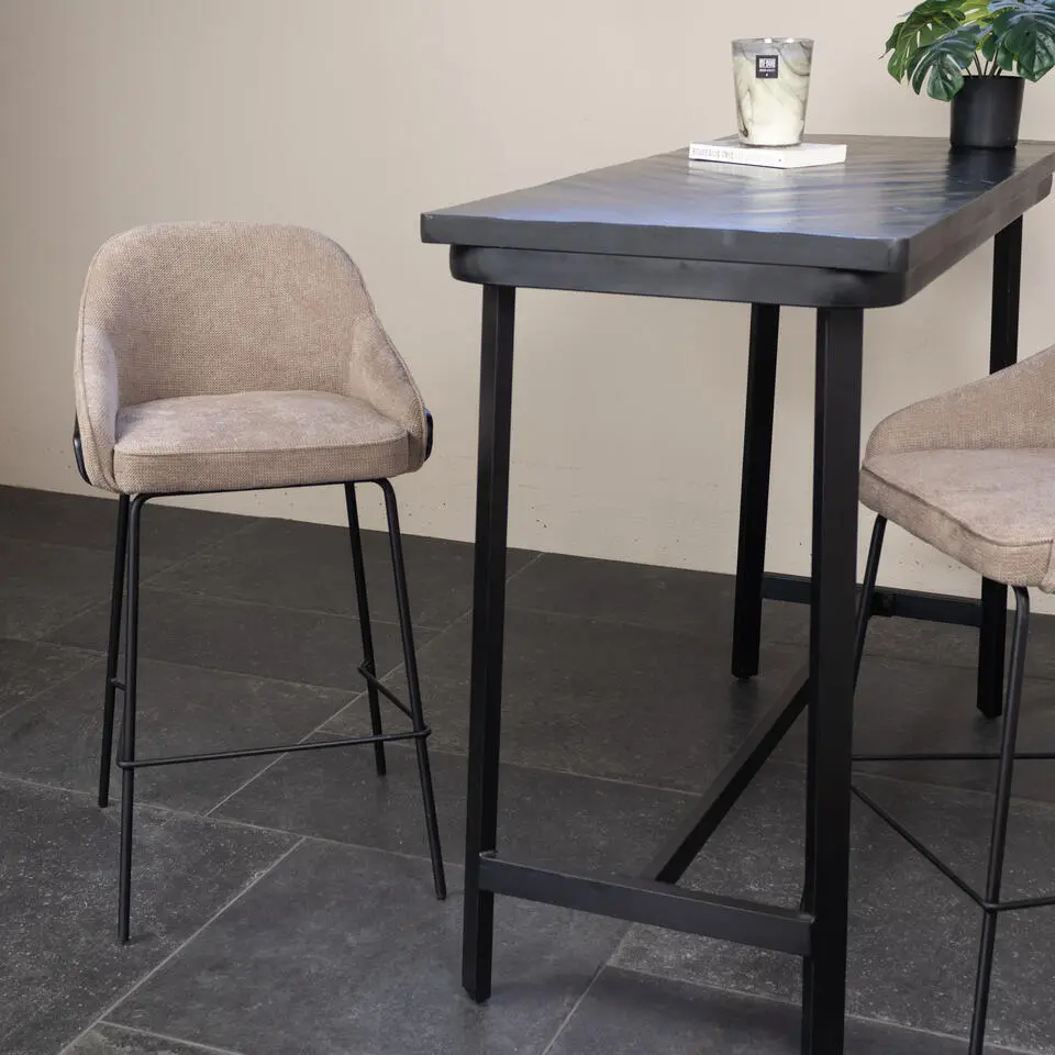Barstoel Taupe - Zithoogte 65cm - Scandinavisch - Stoel Maxime - Set van 2