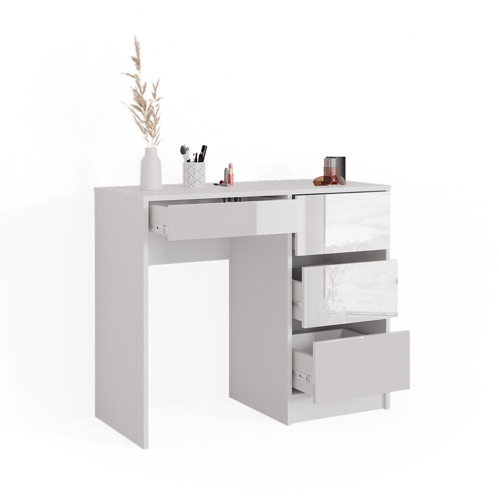 Vicco Schminktisch Frisiertisch Frisierkommode Sherry Weiß 90x75 cm modern Schlafzimmer Kommode Schublade Ablage Aufbewahrung Kosmetiktisch Make-Up-Tisch Hochglanz